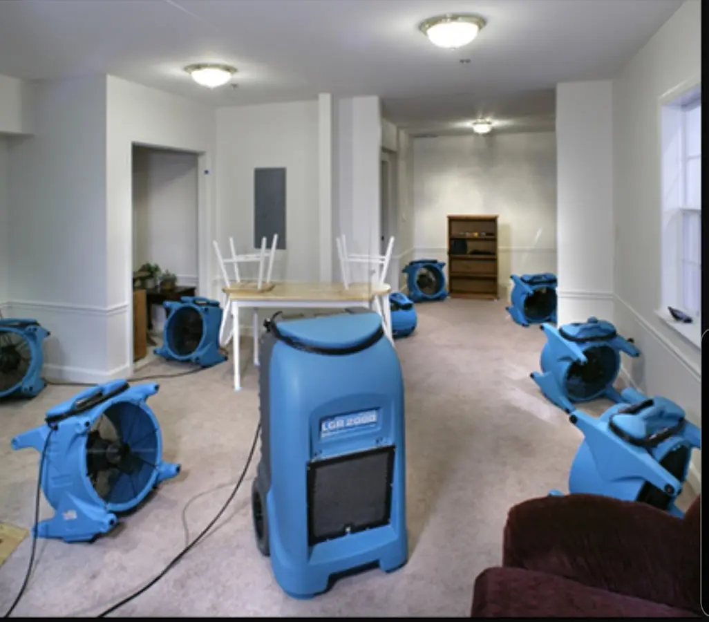 Air movers and dehumidifier setup for Water Extraction & Removal in The Village of Indian Hill