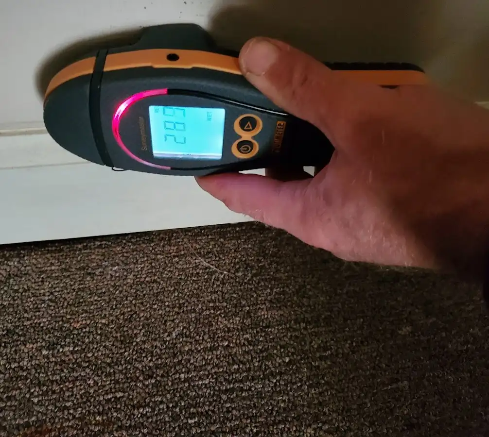 Moisture detection at baseboard during Sewage Cleanup & Sanitation in The Village of Indian Hill