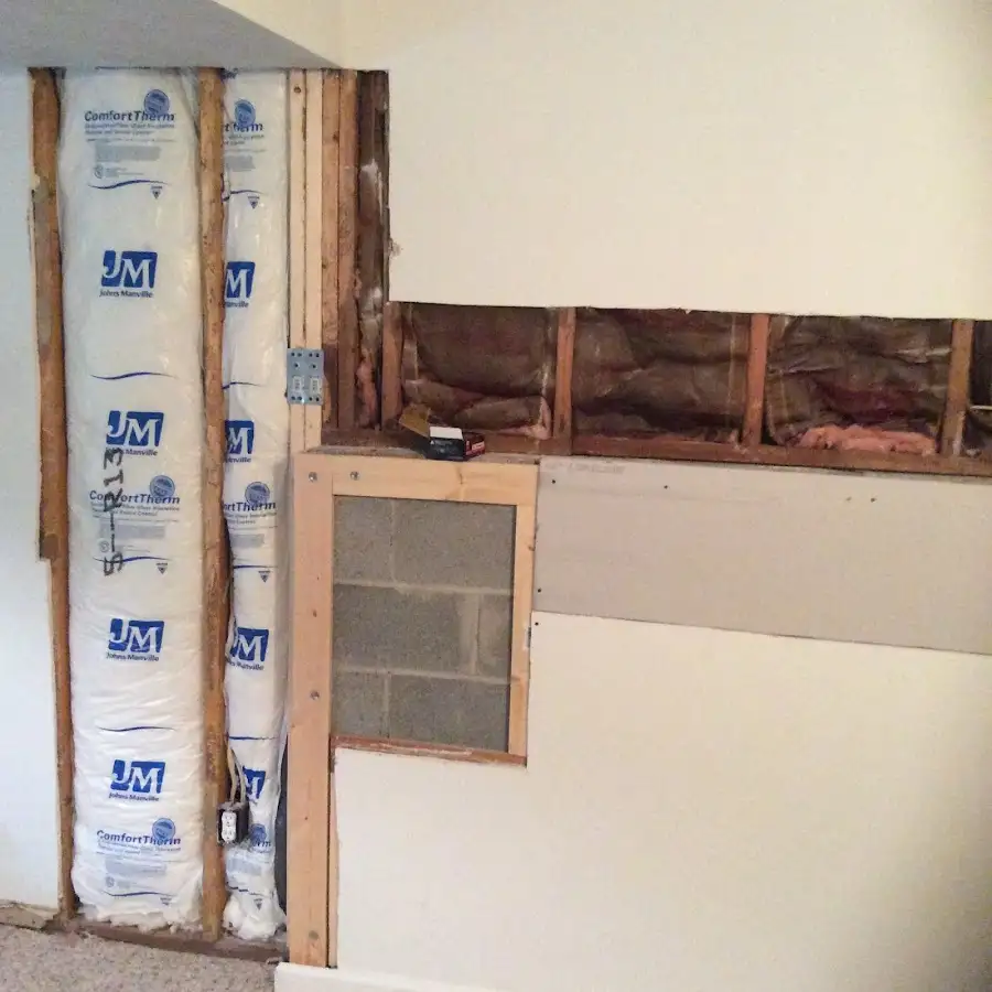 Wall insulation replacement during Basement Flood Cleanup in The Village of Indian Hill